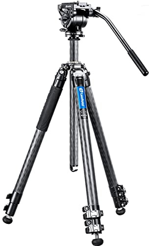 Leofoto - Manba - Trépied en Carbone pour appareils Photo - Y Compris Videohead - capacité de Charge de 15 kg - Pieds Extensibles - Hauteur: 12 cm - 165 cm - LV-323C + BV-10