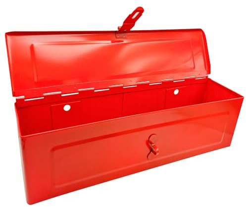 Werkzeugkiste Rot - Hochwertige Metall-Aufbewahrungsbox für Werkzeuge - Kompakte Werkzeugkiste für Auto, Heimwerker & Werkstatt - Werkzeugkiste Metallbox - Profi Heimwerker Werkzeugkoffer