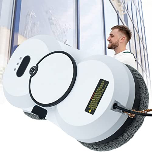 Robot Limpiacristales, Robot Limpiacristales con Ajuste de Potencia de Succión de 2800 Pa Limpiacristales Eléctrico con Mando a Distancia-White