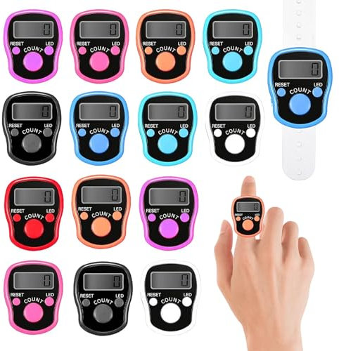 Zähler Fingerzähler Reihenzähler Maschenzähler Handzähler: 15 Stück 5 Digit Display Handzähler, Digitaler Fingerzähler Mit Led Licht, Elektronischer Finger Zähler Zum Nähen, Weben, Golf, Stricken