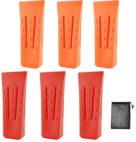 Fivtsme Fällkeil Kunststoff, 6 Stück ABS Kunststoff Forstkeile Baumkeile 6 Zoll, Forst Zubehör Wald, Fällkeil Forst zum Kontrollierten Fällen, Zubehörwerkzeug für Holzfäller, Rot x 3, Orange x 3