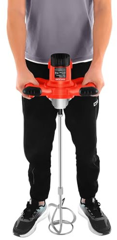 vinnyooc 220V 1500W Malaxeur Électrique, 6 Vitesses Réglables Melangeur Beton, 330-930RPM Mélangeur d'enduit de Ciment pour Poudre de Mastic Peinture Viande Farine