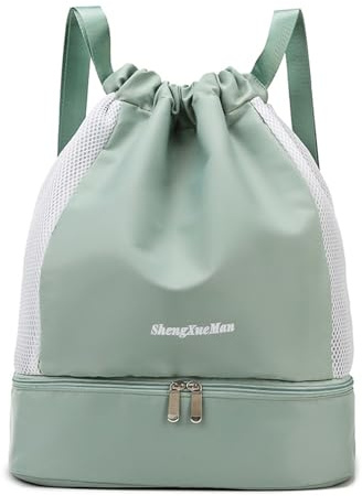 OLYSPM Bolsa de natación, bolsa de natación, bolsas de natación con cordón a prueba de salpicaduras con bolsillos húmedos y secos y compartimento para zapatos, bolsas de natación de gran capacidad