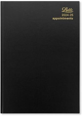 Letts of London Schülerkalender 2024/2025, DIN A4, ein Tag pro Seite, mit Terminplaner, Schwarz