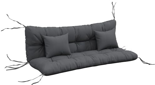Outsunny Cuscini da Giardino Set 4 Pezzi per Schienale e Seduta con Imbottitura Spessa, Cuscini da Esterno in Poliestere, Senza Altalena, Grigio Carbone