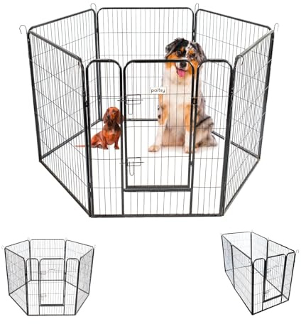 PAITSY Parc Enclos pour Chien Chiot et Lapin GARDEO80x100x6, 6 Panneaux 80X100cm, 1,28M2, modulable, intérieur et extérieur, Pliable, Garantie 5 Ans