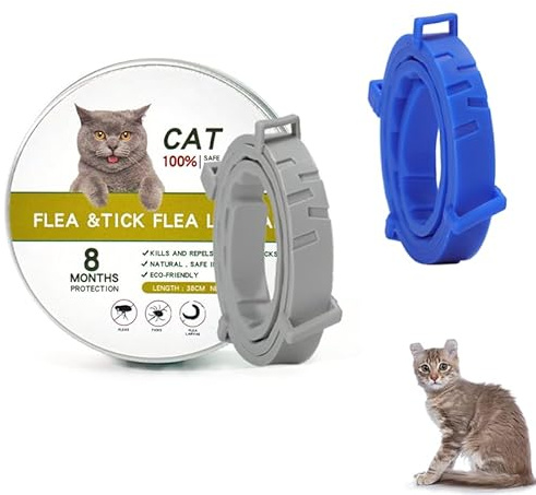 Lugnande halsband för hundar och katter, lugnande halsband feromoner, justerbar storlek, säkert och vattentätt, lugnar och lugnar nerverna, lindrar ångest för hundar och katter (2 stycken) (orangeblå)