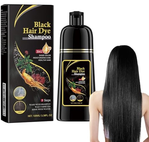Dyceittdia 100ml Champú Tinte, Champú tinte instantáneo, 3 en 1 Instantáneo Champú para el Cabello Negro, Hidratación Capilar, Champú limpiador y Reparador, Negro, hair3