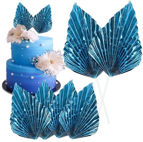 Gyufise 6 piezas de abanico de palma de papel para tartas, hojas de lanza de palma, abanico para cupcakes, decoración de pasteles, manualidades, decoración de pasteles, decoración para fiesta de