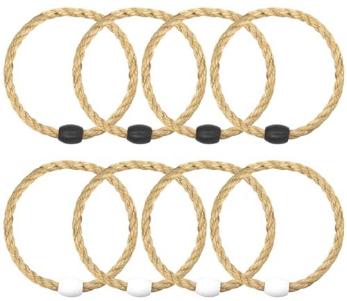 8 Pack Sisal Rope Ring Toss Game Replacement Parts for Adults and Kids, Outdoor Toss Rings for Agility Practice and Speed Game and Yard Games and Lawn Games for Party (Black and White)