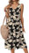 Zeagoo Damen Midikleid Ärmellose Freizeit Kleider V-Ausschnitt Blumen Strandkleid Elegant A Linie T-Shirt Kleid Lässige Tank Kleider mit Taschen z-Regenwald Blätter L