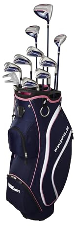 Wilson Women's Profile Complete Golf Set with Cart Bag - Right Hand, Petite, Ladies, Navy/Rose Gold/Silver