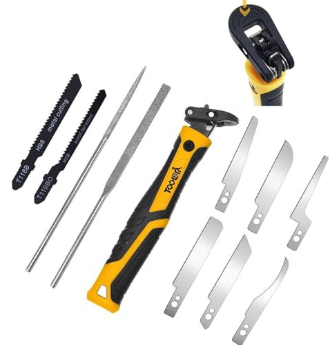 Magicbox 10 in 1 Model Mini Hand Saw Set, Interchangeable Craft Saw Tool Set with 2 Needle Files, 8 Mini Blades for Cutting Branches and Model Making, Craft Tools