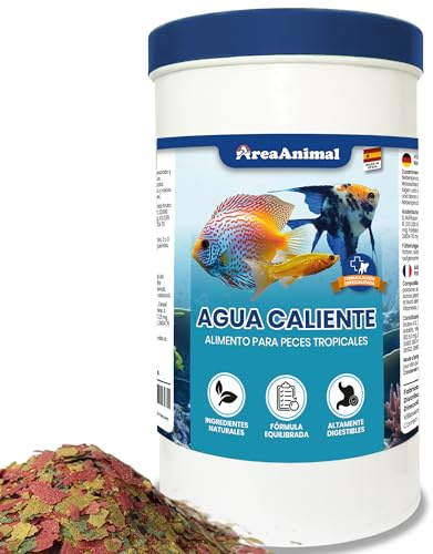 AreaAnimal - Comida Peces Agua Caliente, Comida Peces Tropicales 180G/1L, Alimento para Peces Alto en Proteínas, Alimento Guppys, Pez Betta, Tetra... con Ingredientes Naturales