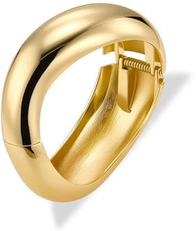 ALEXCRAFT Groß Armband Gold Armreif Damen, 14K Vergoldet 925 Sterling Silber-Armreif Armbänder Klobig Chunky Dick Breit Groß Glatter Armkette Gold Armband Breit für Damen Frauen Freundin Mama