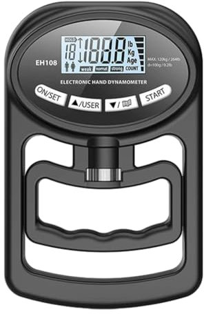 Probador de fuerza de agarre, dinamómetro Digital de mano, medidor de fuerza de agarre, pantalla LCD USB, agarre de mano for entrenamiento de potencia, 265Lbs/120Kg,Alta Precisión(Nero)