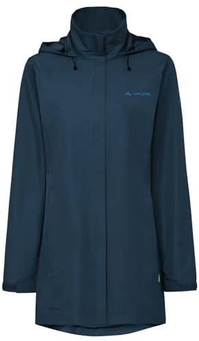 VAUDE Damen Regenjacke Escape Parka, wasserdichter Regen-Parka, atmungsaktiv und winddicht, dark sea uni, 50