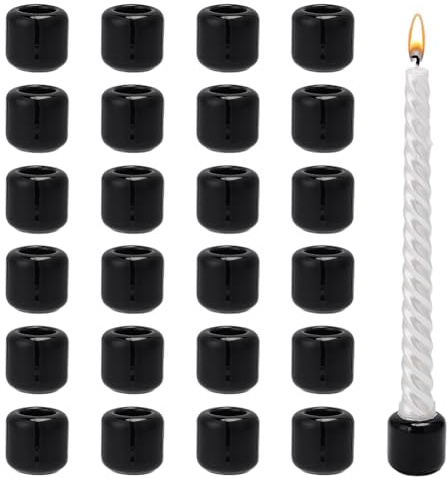 FINGERINSPIRE 24 portavelas de carillón de 18 mm de diámetro interior, negro, pequeños portavelas, velas de porcelana, soporte para columnas para fundir carillones, rituales, hechizos, vigilias