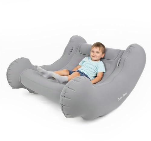 KiddyMoon Fauteuil Sensoriel Gonflable À Bascule Enfant avec Poignées Et Pompe, Gris,L