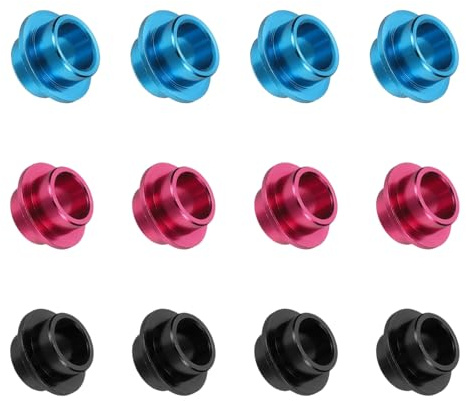 YELARXI Inline Skate Bearing Bushing Spacers, Skate Axles Shaft Spacers Roller Bushing Gasket Wheel Center Bearing Fitting for (Skating/Skateboard) 8mm & 12 Pcs & Aluminum & 3 Colors-Set 4