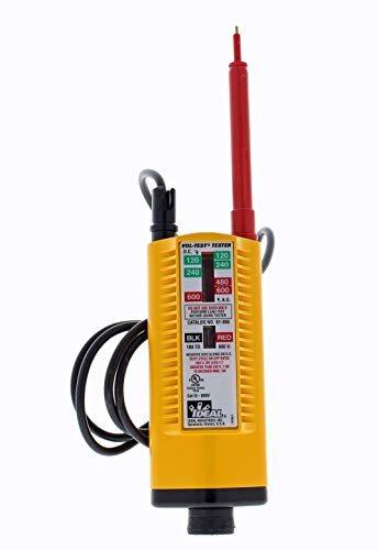 Ideal Electrical Vol-Con Solenoid Voltage Tester, CAT III 600V, AC/DC Detection, Vibrating Alert, Low Impedance, LED & Neon Indicators, Replaceable Shielded Leads, Rugged & Reliable Electrician Tools