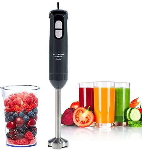 ECODE® Batidora de Mano de 600 W, con Vaso Medidor Graduado y Cuchillas Titaneo - Batidoras de Alimentos Facil de Limpiar y de Montar - Electrodomesticos de cocina pequeños