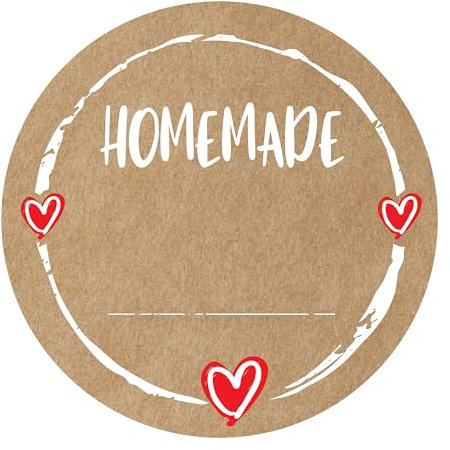 colortouch Homemade Aufkleber, 80 Stück Etiketten Selbstklebend Marmelade (3,7 cm), Rund, ablösbare Sticker, Klebeetiketten zum Beschriften für Selbstgemachtes, Einmachetiketten in Kraftpapier Optik