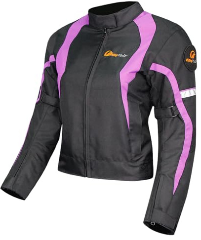 Msport Giacca Moto Donna Con Fodera Termica e Protezioni CE Rimovibili Giacca impermeabile e Traspirante - Viola S