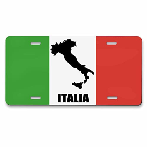 Pehede License Plate Italian Flag Aluminum Novelty License Plate for Front of Car 6X12 Inch