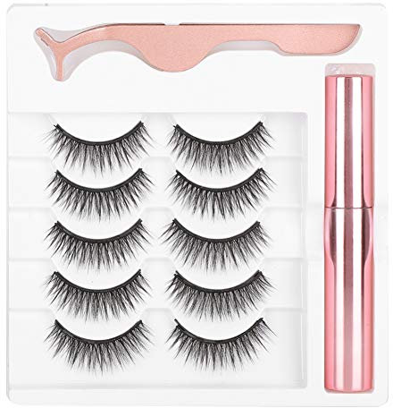 Magnetische Wimpern, 3 Paar Natürliche 3D Wimpern, Wiederverwendbare Magnetische Wimpern und Wasserdichter Magnetischer Eyeliner, Langlebige Magnetische Eyeliner mit Eyeliner Wimpern Make up Tool