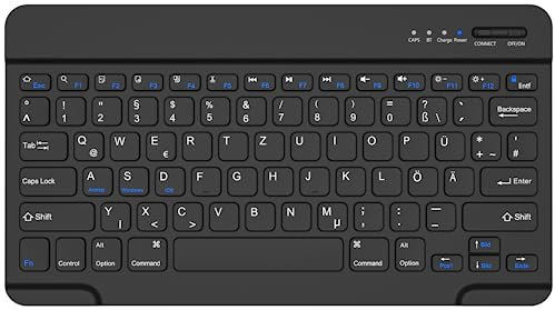 Bluetooth Tastatur, Bluetooth Keyboard, German Layout QWERTZ Lightweight Portable Wireless Keyboard for iPhone, iPad, Samsung, Lenovo, Huawei, Kompatibel Windows, Android, IOS