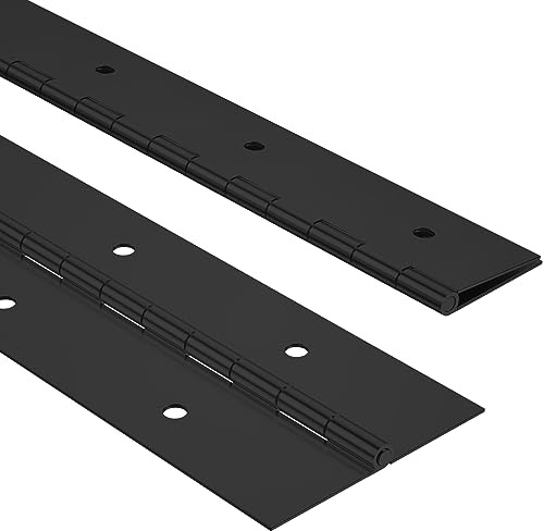 AODESTINY Heavy Duty Piano Hinge 20Inch x 2-1/2Inch, 2PCS 0.06 Thickness Stainless Steel Continuous & Piano Hinges for Wood Furniture Mailbox Tool Storage Boxes Cabinets Door Hinges-Black