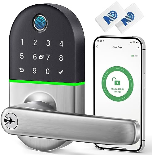 Smart knappsats dörrlås med handtag: NICE DIGI nyckellöst inträde fingeravtryckslås för fram/innerdörr, elektroniskt digitalt lås med kod, enkel installation (modell X1)