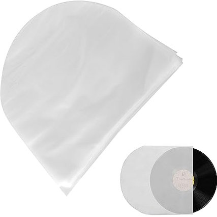 Cyrank 100 Stück Vinyl Lp Schallplatten Hüllen, 10 Zoll Vinyl Cover Sleeves Klarsichthüllen Außenhüllen Kunststoff Sleeves Mit Rundem Boden Staubdichte Cover-Album-Innenhüllen Optimaler Schutz