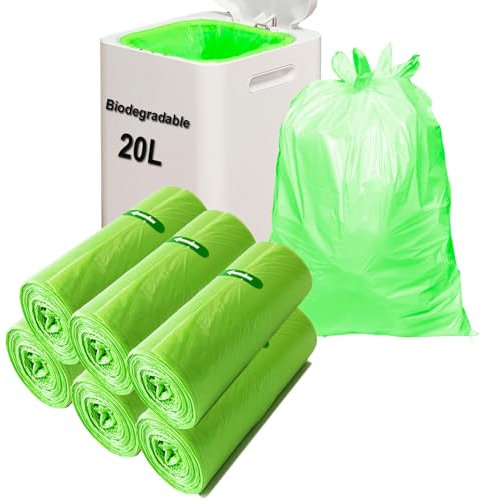 KITBEST 120 Pezzi Sacchetti Immondizia Organici 50X60cm, Sacchetti Spazzatura Umido Compostabili, 20-25L Sacchi Spazzatura Biodegradabili per Cucina, Ufficio (Verde)