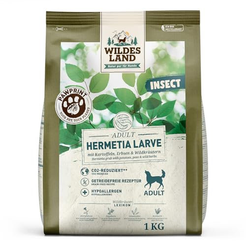 Wildes Land Pawprint - Insect - 1 kg - Hermetia Larve mit Kartoffeln, Erbsen und Wildkräutern