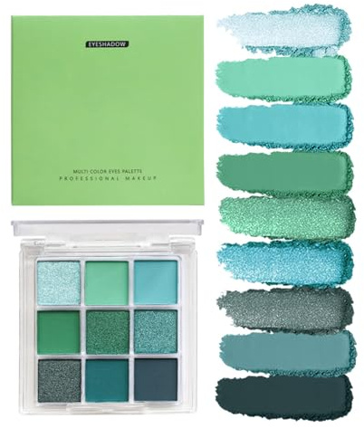 Ombretto Verde, Tavolozza Di Ombretti Avvocato, 9 Colori Brillante Opaco Verde Eyeshadow Tavolozza, Lunga Durata Trucco Occhi Lustrini, Impermeabile Lunga Durata Ombretto