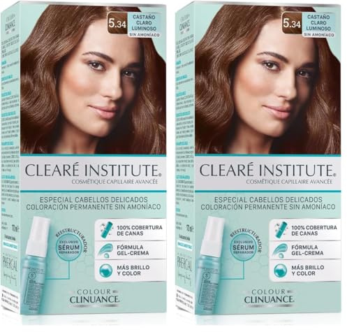 Colour Clinuance | 5.34 Hellbraun Leuchtend | Haarfärbemittel für Empfindliches Haar Dauerhafte Färbung ohne Ammoniak | Mehr Glanz Intensive Farbe 100% ige Deckung | Dermatologisch getestet