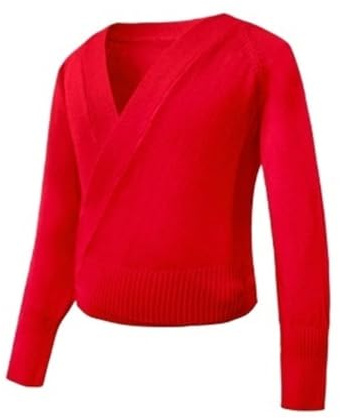 JMORCO Scaldacuore Danza Autunno Inverno Caldo Manica Lunga Cintura in Vita Maglione Bambino Ragazze Bambini Balletto Danza Avvolgente Top Incrociati(Red,150)