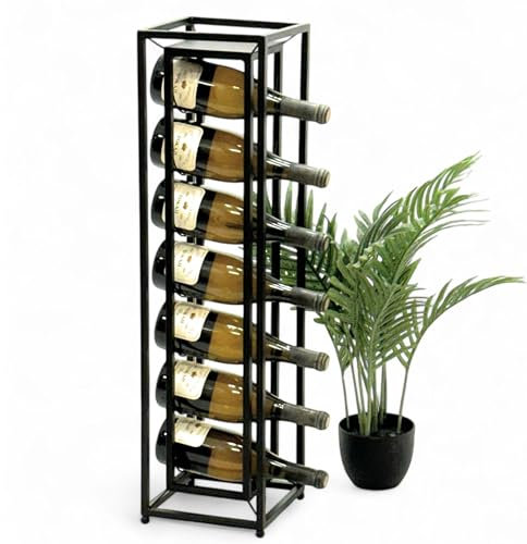 DanDiBo Weinregal Metall Schwarz Stehend Diamant 80 cm 96621 Flaschenregal Weinständer Flaschenhalter Schmal Modern