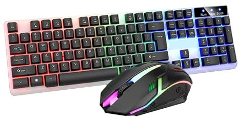 IndoTeam Gaming Keyboard and Mouse Set - LED Light Up USB Wired Keyboard Mouse Mechanical Feeling - Compatible with PC Laptop Windows Gamer Xbox one PS4 PS5 - UK Layout