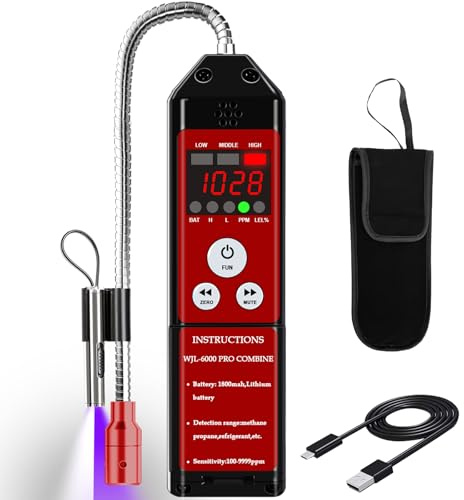 Aprvtio WJL-6000 PRO REFRIGERANT Rilevatore di perdite di refrigerante, rilevatore di perdite HVAC, tester di perdite di gas freon con schermo LED e allarme per R134a, R410a, R22a, R32, R454B (1)