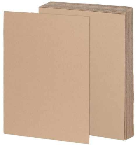 KOHAND 30 Pack A4 Corrugated Cardboard Sheets, 3mm Thick Kraft Board for Shipping, Mailing, Packaging, Modeling, Brown