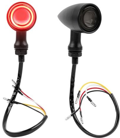 DREAMIZER LED Frecce Moto, CNC Indicatore 12V Universale per Scooter, Ambra & Rosso Luce Compatibile con Harley Honda Kawasaki Suzuki Triumph Yamaha, 2 Pezzi