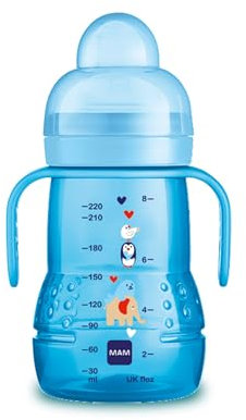 MAM Feeding Trainer with Handles, 8 Ounce, Blue