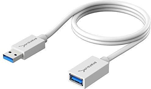 SABRENT USB Verlängerung 3.2x1 Kabel 90cm, USB A Stecker auf A Buchse, Verlängerungskabel 5Gbps Superschnelle für USB-Stick, Tastatur, Drucker, Scanner, PS4, PS5, USB Hub, externe Festplatte (CB-303W)