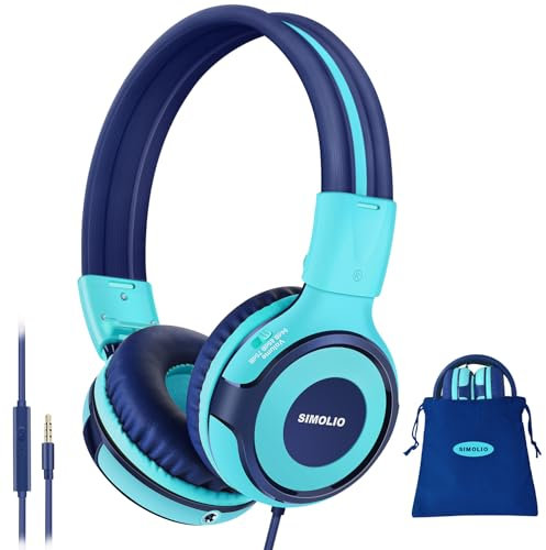 SIMOLIO Casque Audio Enfant Filaires, Pliables et durables Casque Filaire pour Enfants avec Fonction de Musique et Microphone pour Tablettes, Kindle, Téléphones Portables pour Garçons, Filles