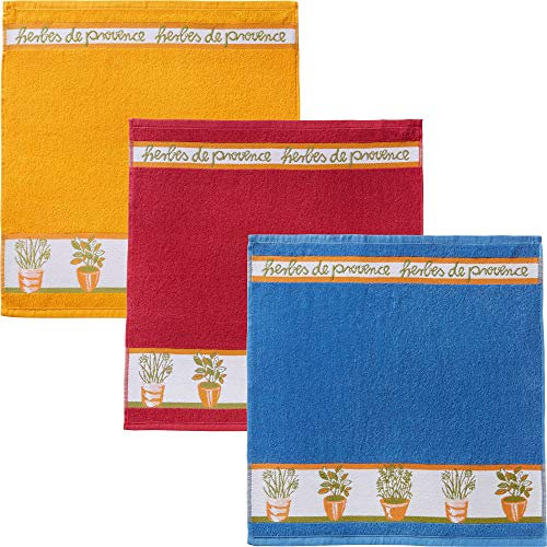 Kracht Frottier-Geschirrtuch Kräuter 3er-Pack Baumwolle Kräuter Größe 50x50 cm