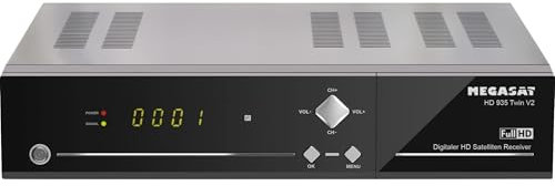 Megasat HD 935 Twin V2 HD-SAT-Receiver Aufnahmefunktion, Ethernet-Anschluss, Twin Tuner Anzahl Tuner, 201130, Schwarz
