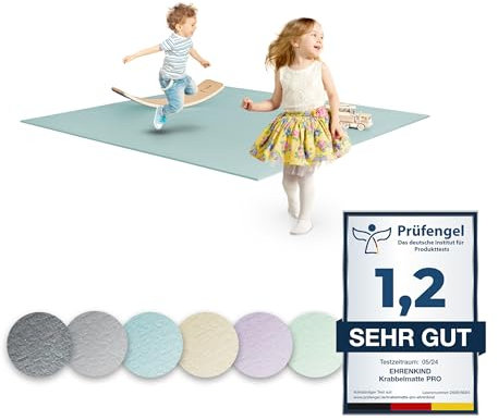 Ehrenkind® Krabbelmatte PRO | Extra dick und soft | Made in Germany | Spielmatte Baby |Oeko-Tex 100 | Größe 180x240cm NEBELBLAU